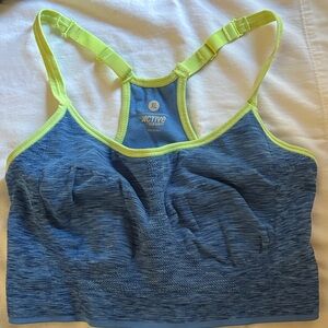 Blue and Neon Yellow Racerback Sports Bra by Active Old Navy size XL